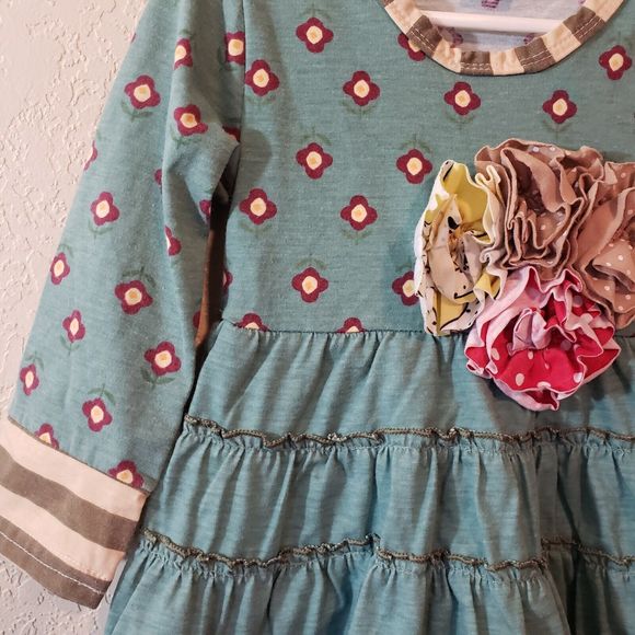 Conice Co 12 Month Girls Ruffled Mixed Media Dress XS - Picture 2 of 9